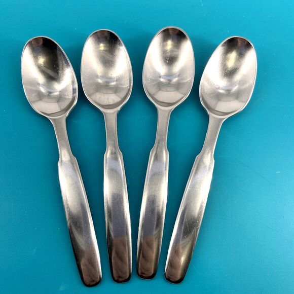 AS IS Towle Lauffer KRONOS Tea Spoons Stainless Steel Flatware Set of 4 Japan - Picture 1 of 11